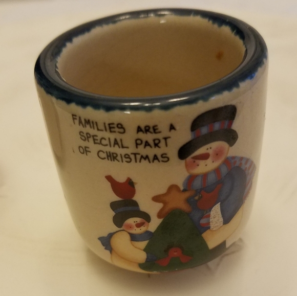 Set of 2 Ceramic Christmas Votive Candle Holders Snowman - Picture 5 of 9